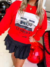 Red Lubbock Coordinates Sweatshirt