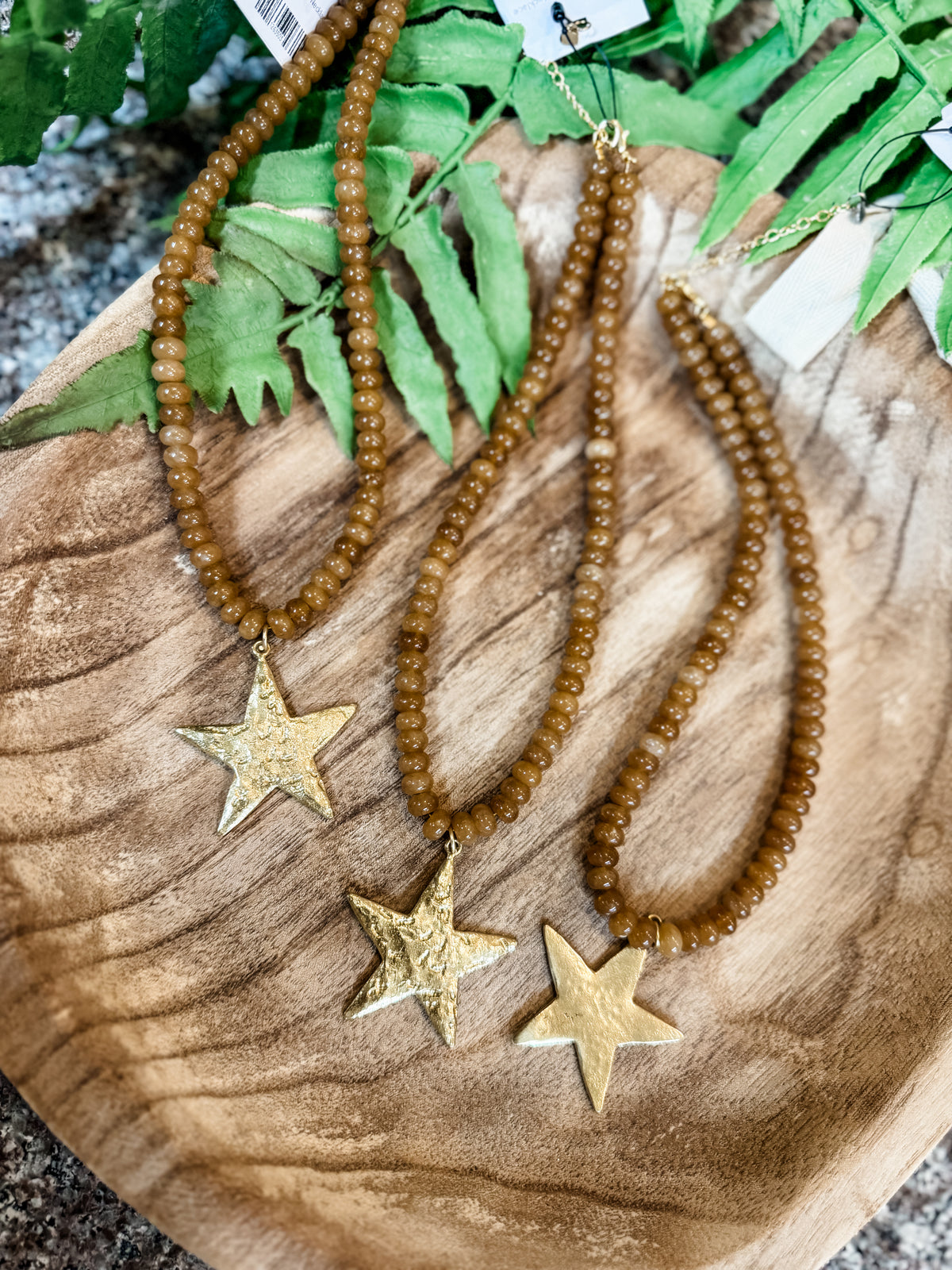 Honey bead star necklace