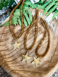 Honey bead star necklace