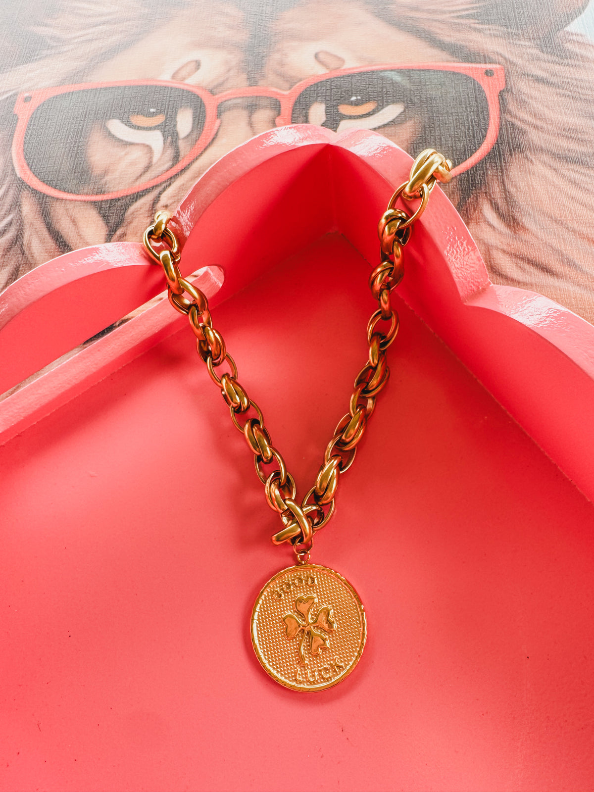 Goodluck Shamrock Coin Necklace
