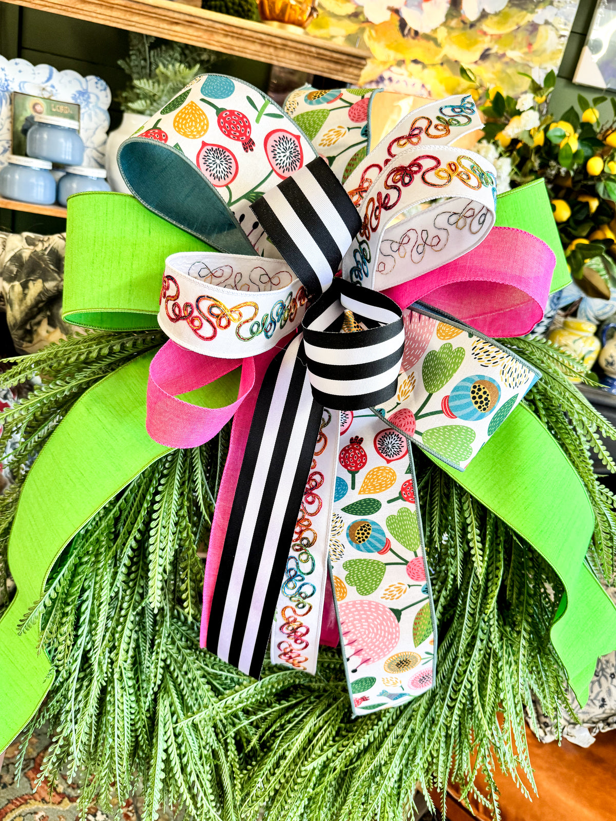 Beaded Grass Wreath With Bow