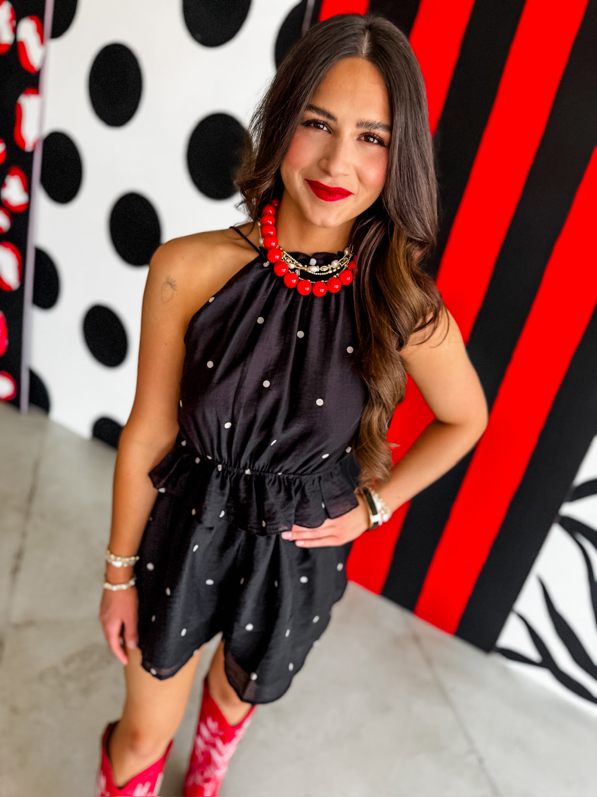 Morgan polka dot romper