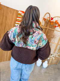 Dark Floral Jacquard Sherpa Jacket