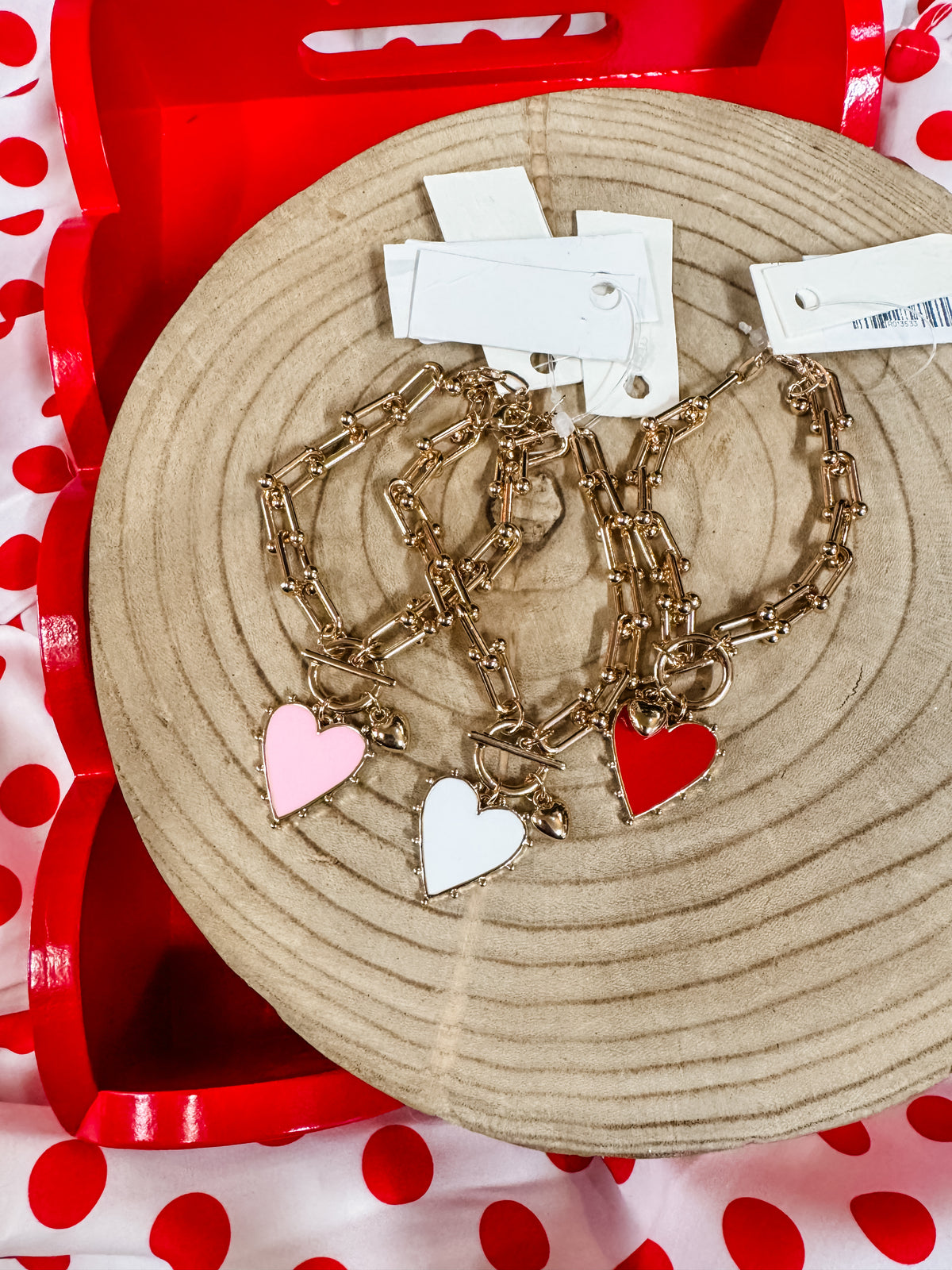 Link Heart Stud Bracelet