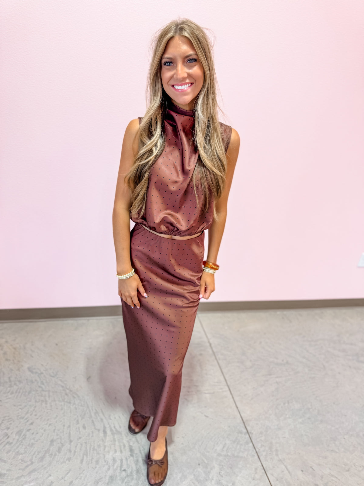 Mocha Polished Look Satin Set