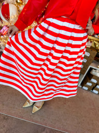 Red striped skirt