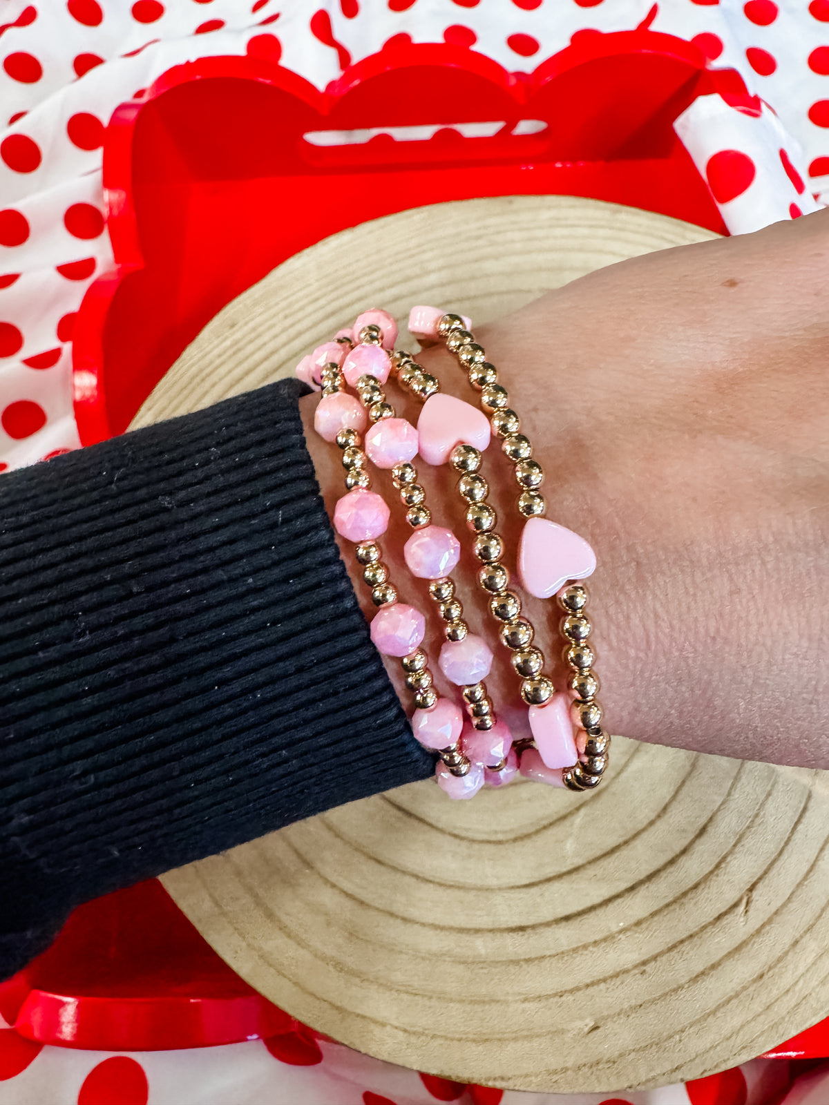 Beaded Heart Sparkle Stack