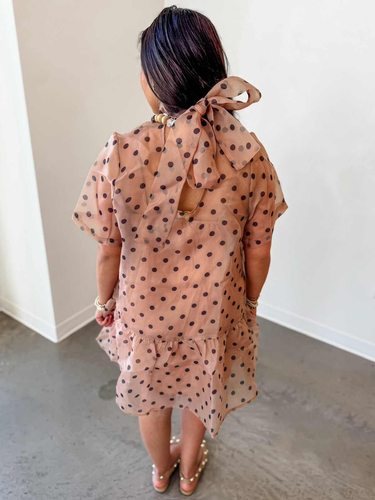 Fallin For Polkadot Tan Dress