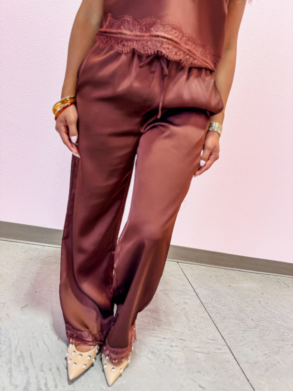 Satin Lace Pants