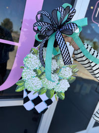 elegant hydrangea pvc door hanger with bow