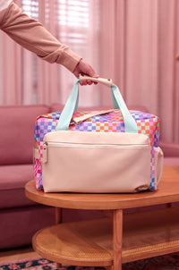 Custom Duffle Bag - Happy Checkered (Cream/Mint/Multi Colored Checker)