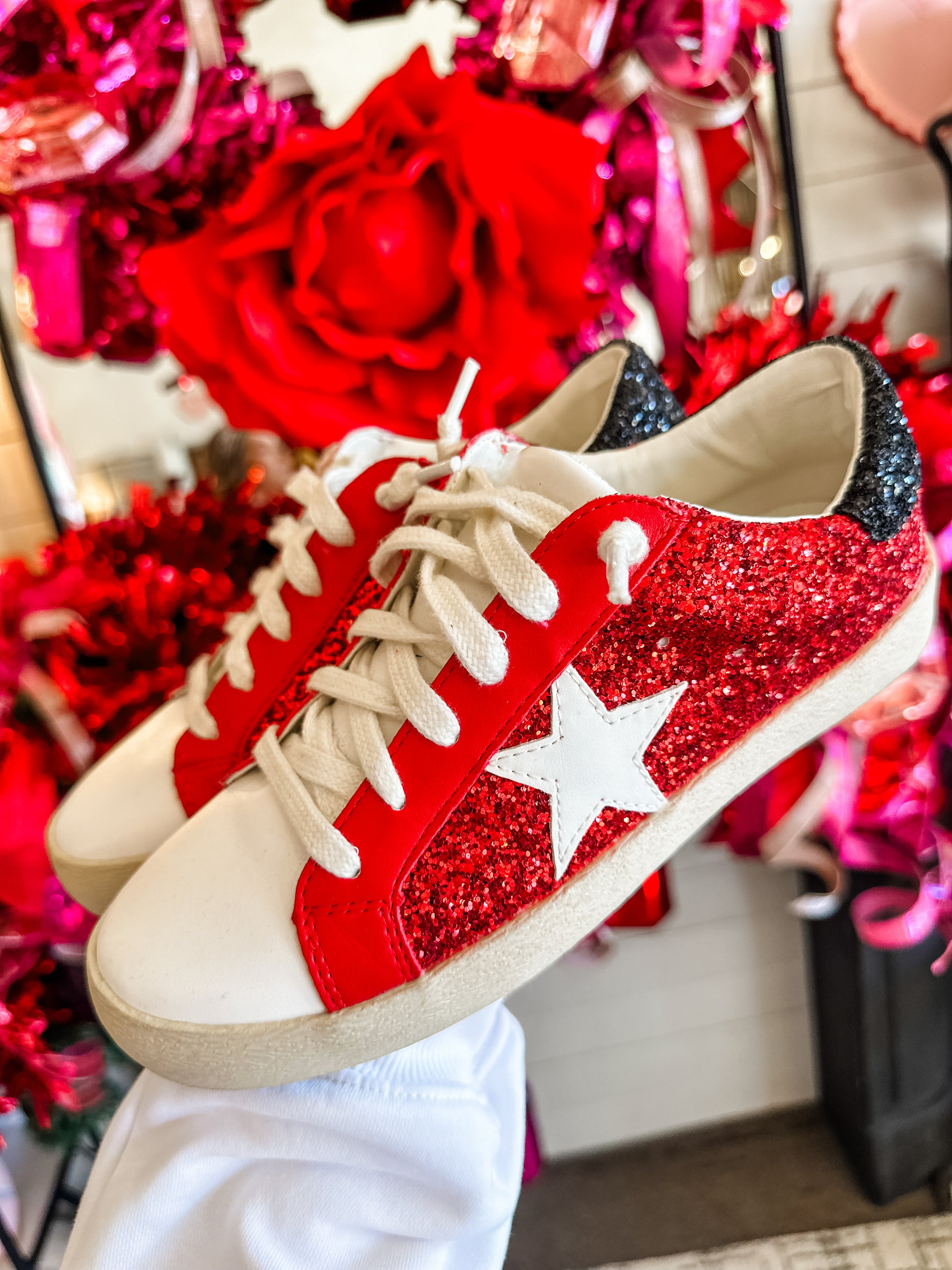 Red Glitter Sneakers