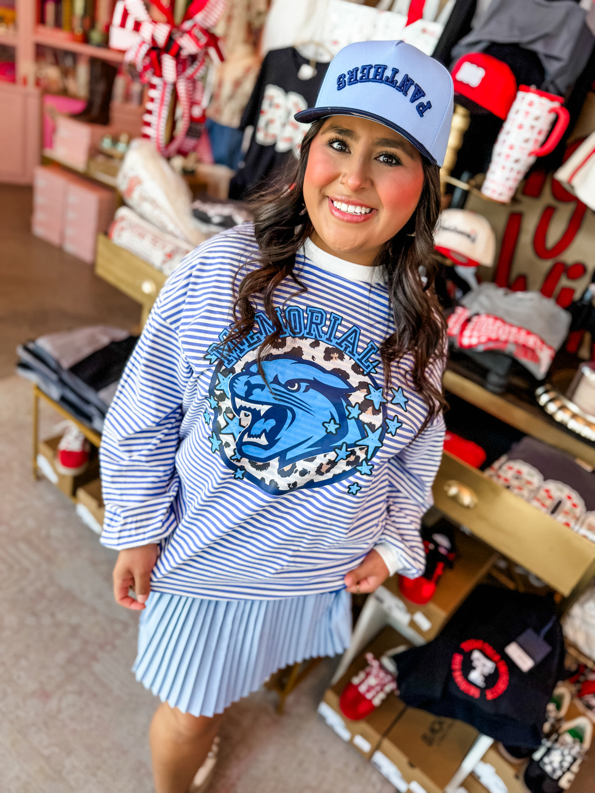 Memorial Panthers Striped Top