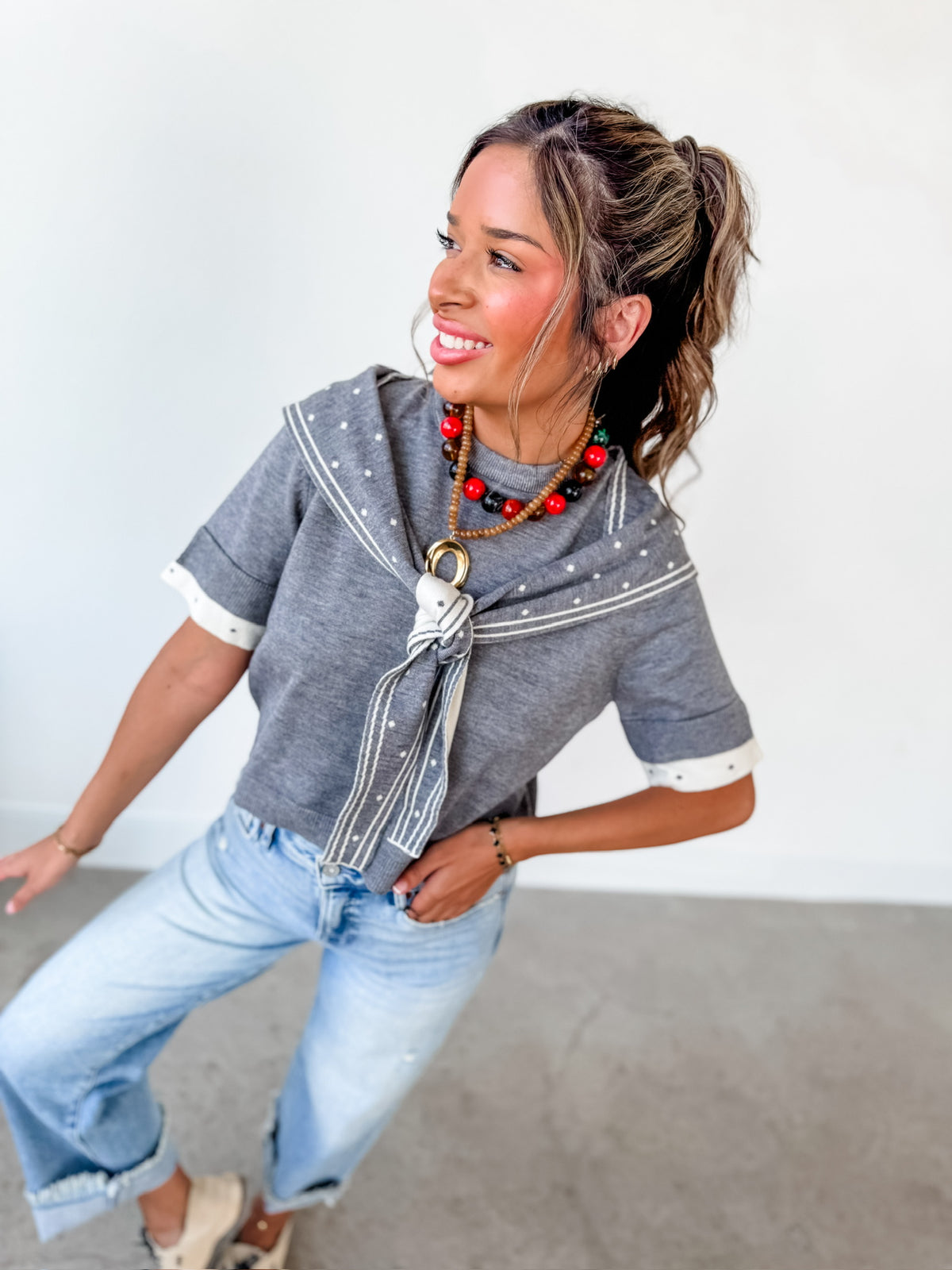 Silvie Grey Top