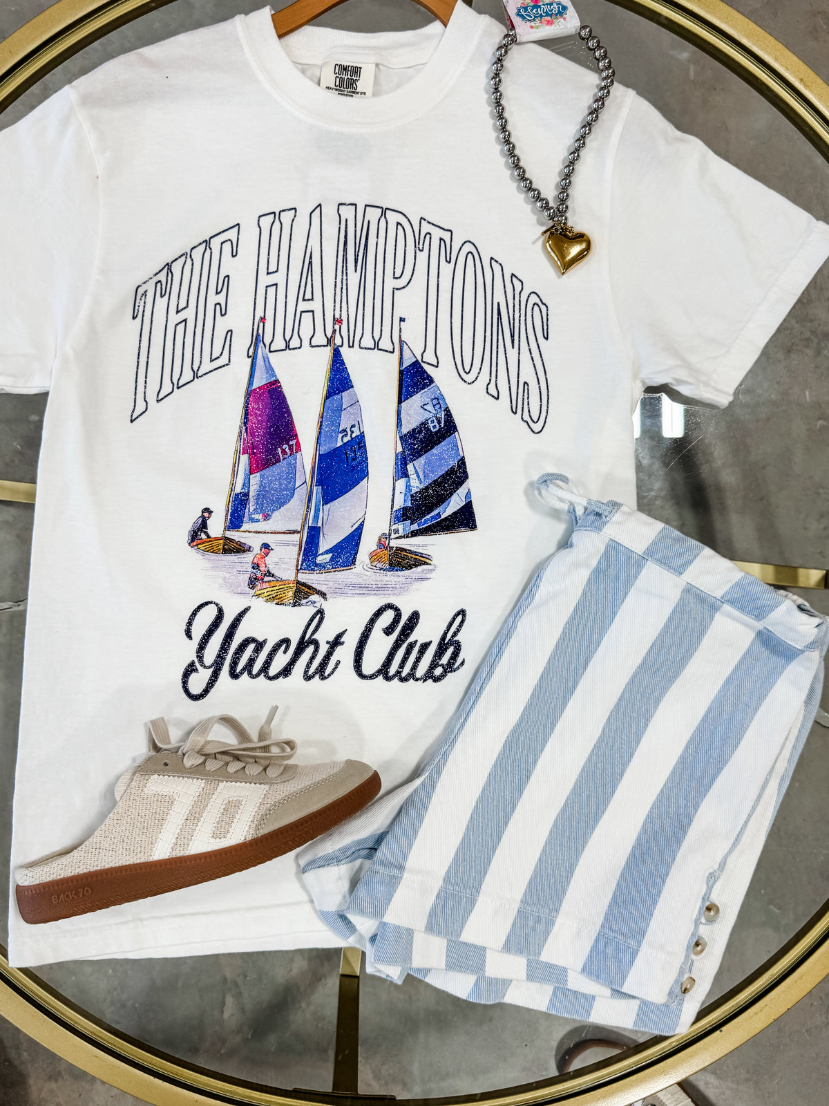 Hampton yacht club white tee