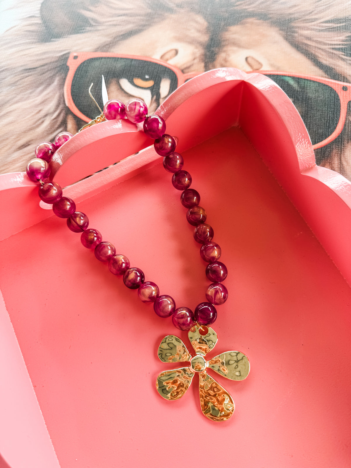 Gold Flower Beaded Necklace