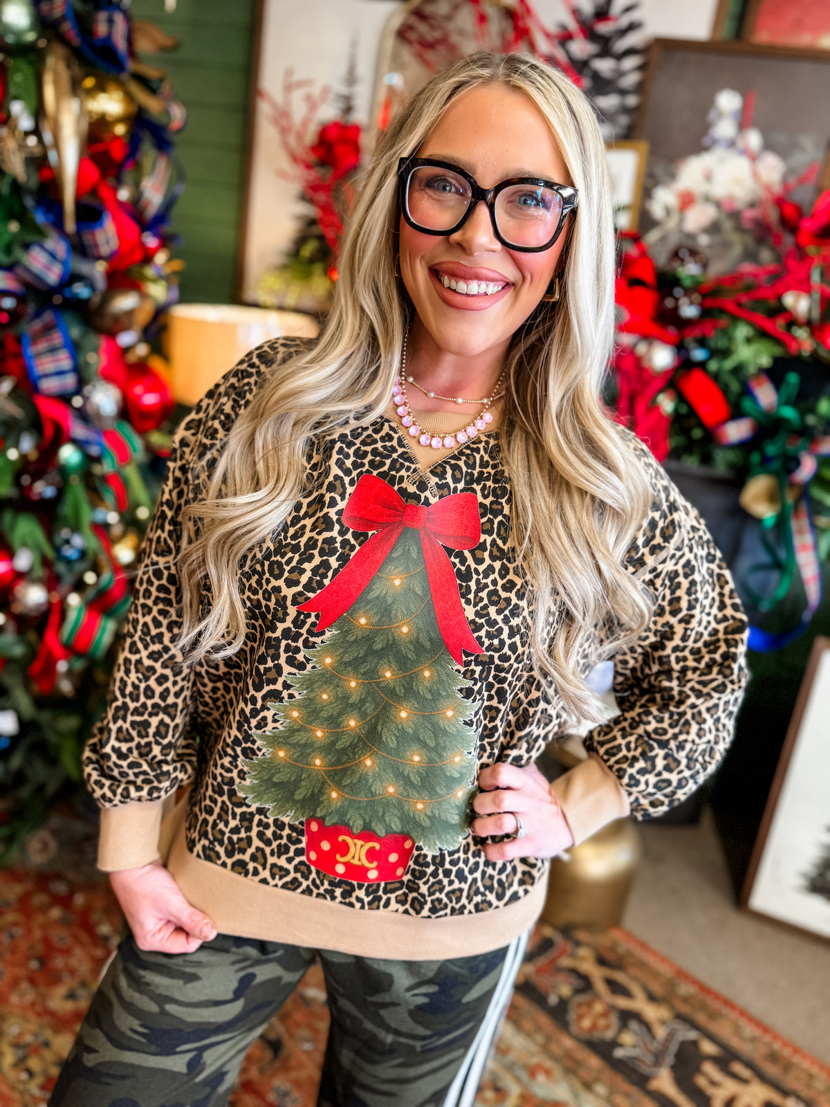 Leopard Christmas tree sweatshirt