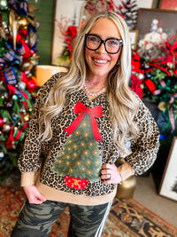 Leopard Christmas tree sweatshirt