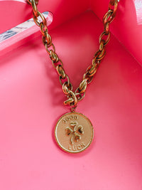 Goodluck Shamrock Coin Necklace
