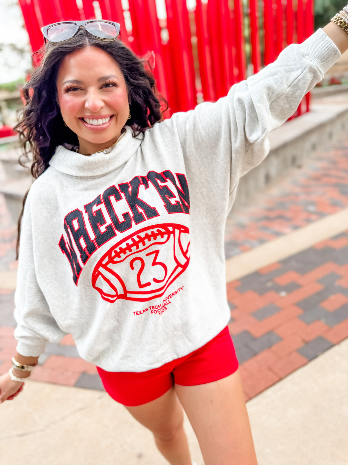 Texas Tech Campus Classic Gray Roll Neck Sweatshirt
