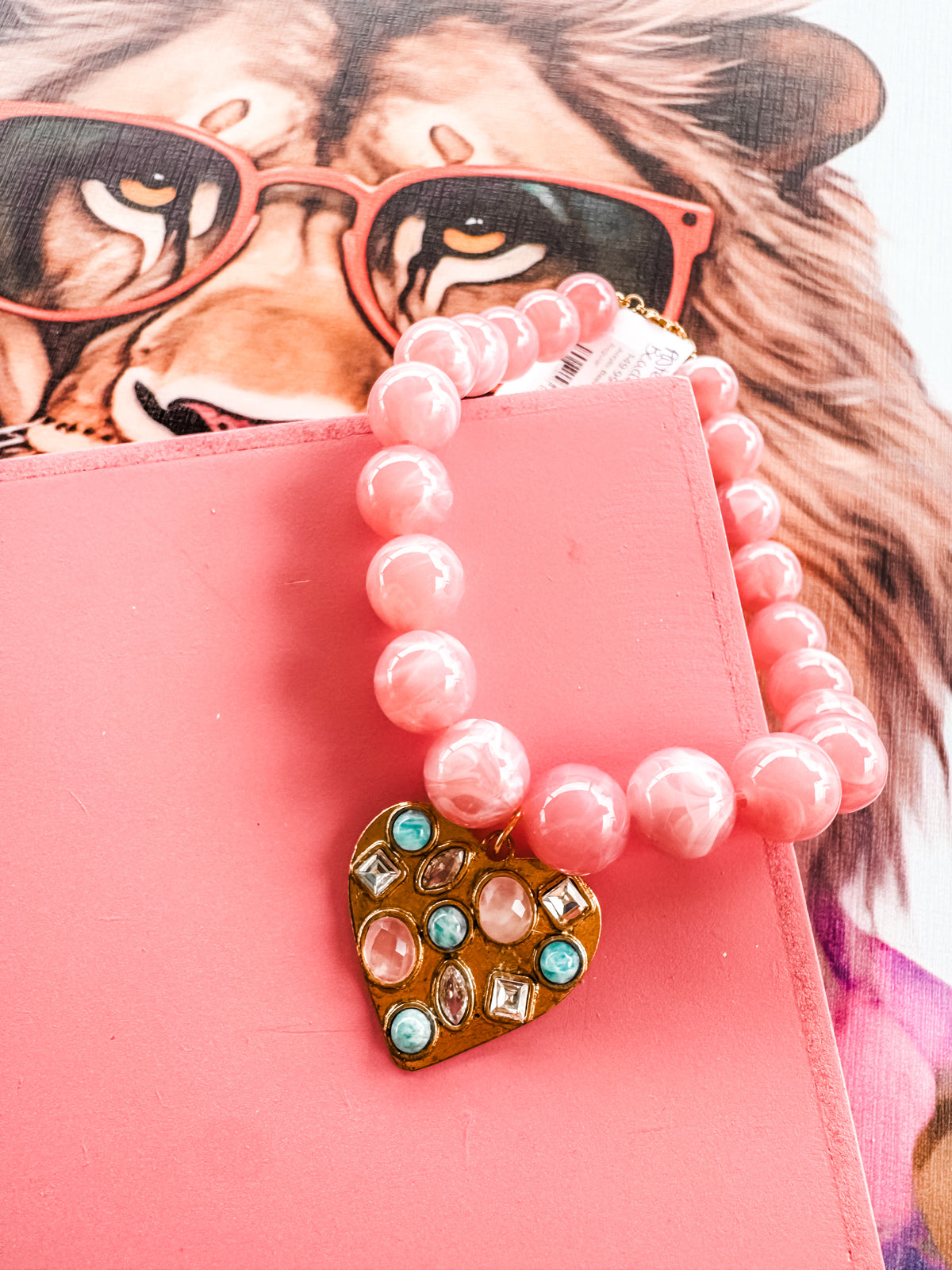 Pastel Gem Heart Beaded Necklace