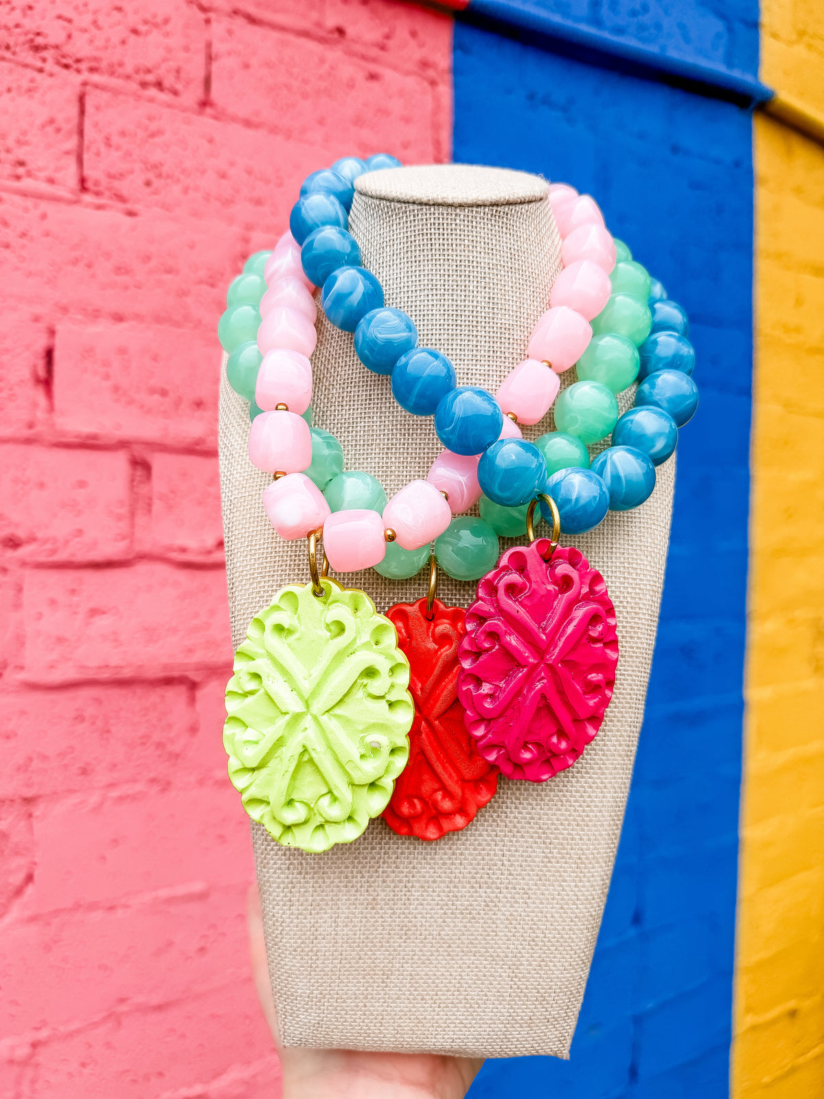 Solid Medallion Beaded Necklace