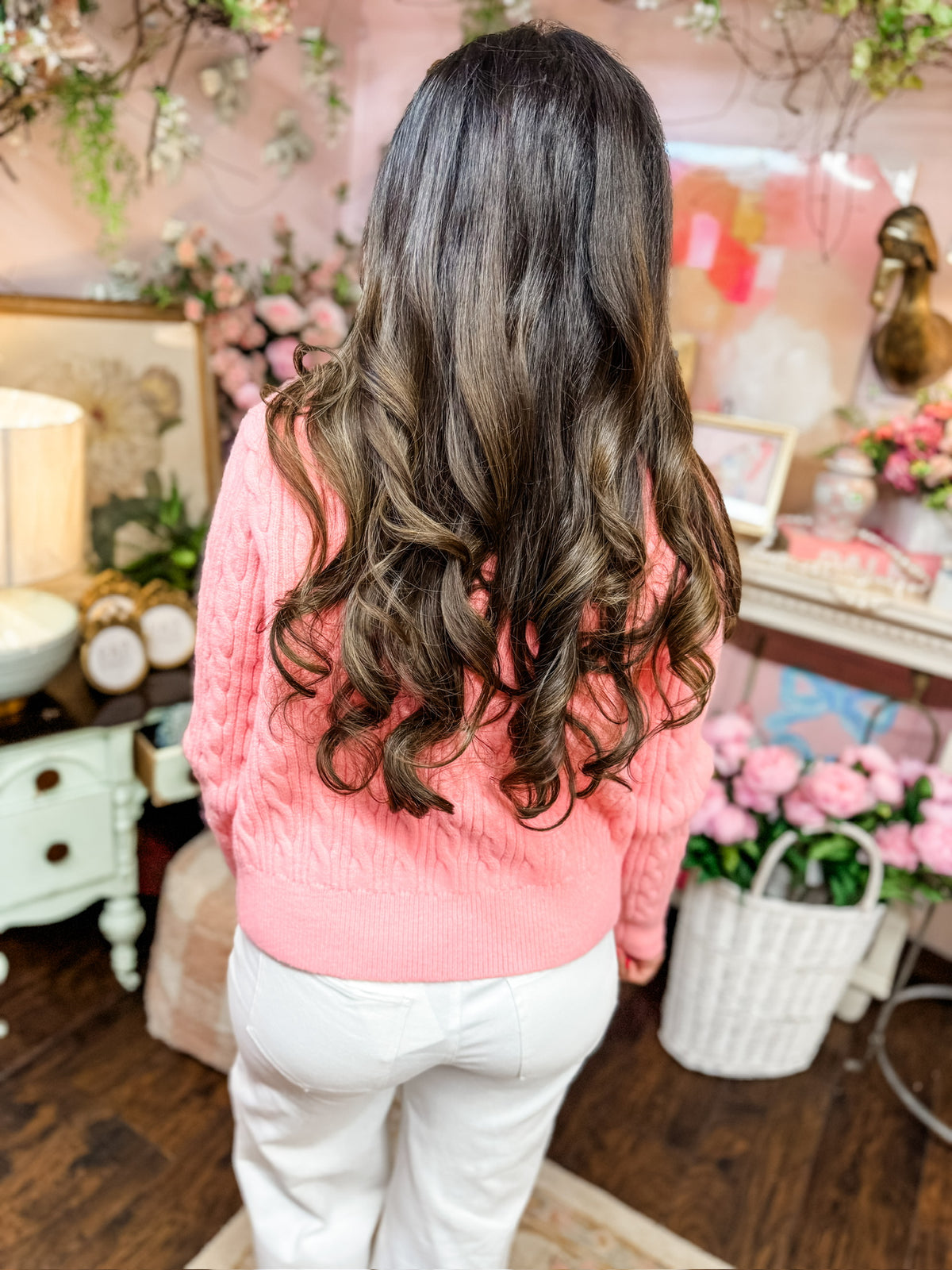 Cable Knit Sequin Cardigan With Bows