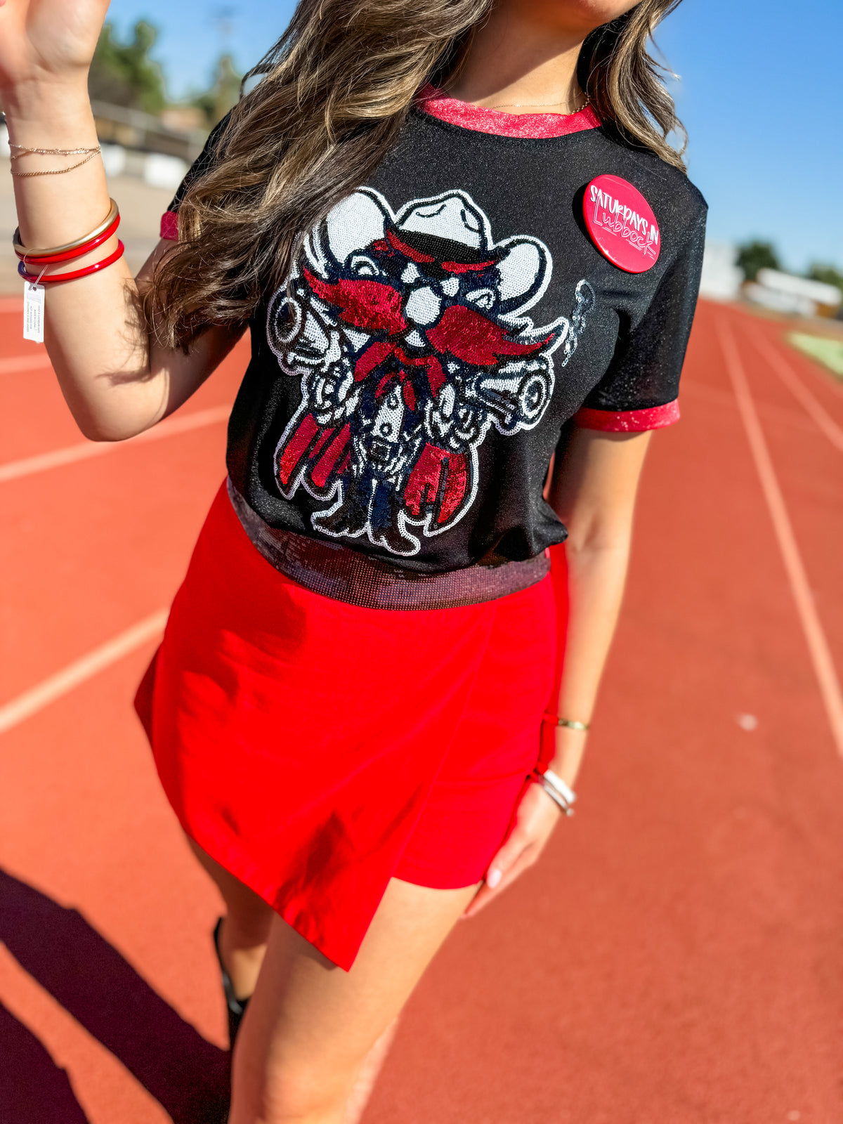 GLITTER RAIDER RED TEE