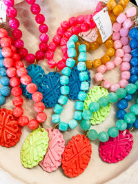 Solid Medallion Beaded Necklace