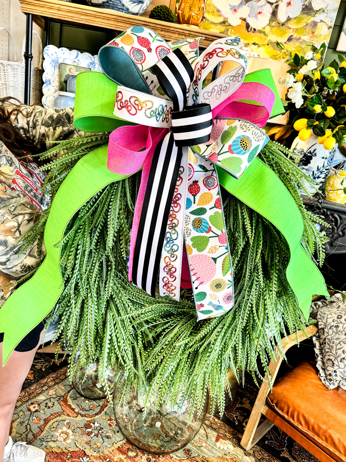 Beaded Grass Wreath With Bow