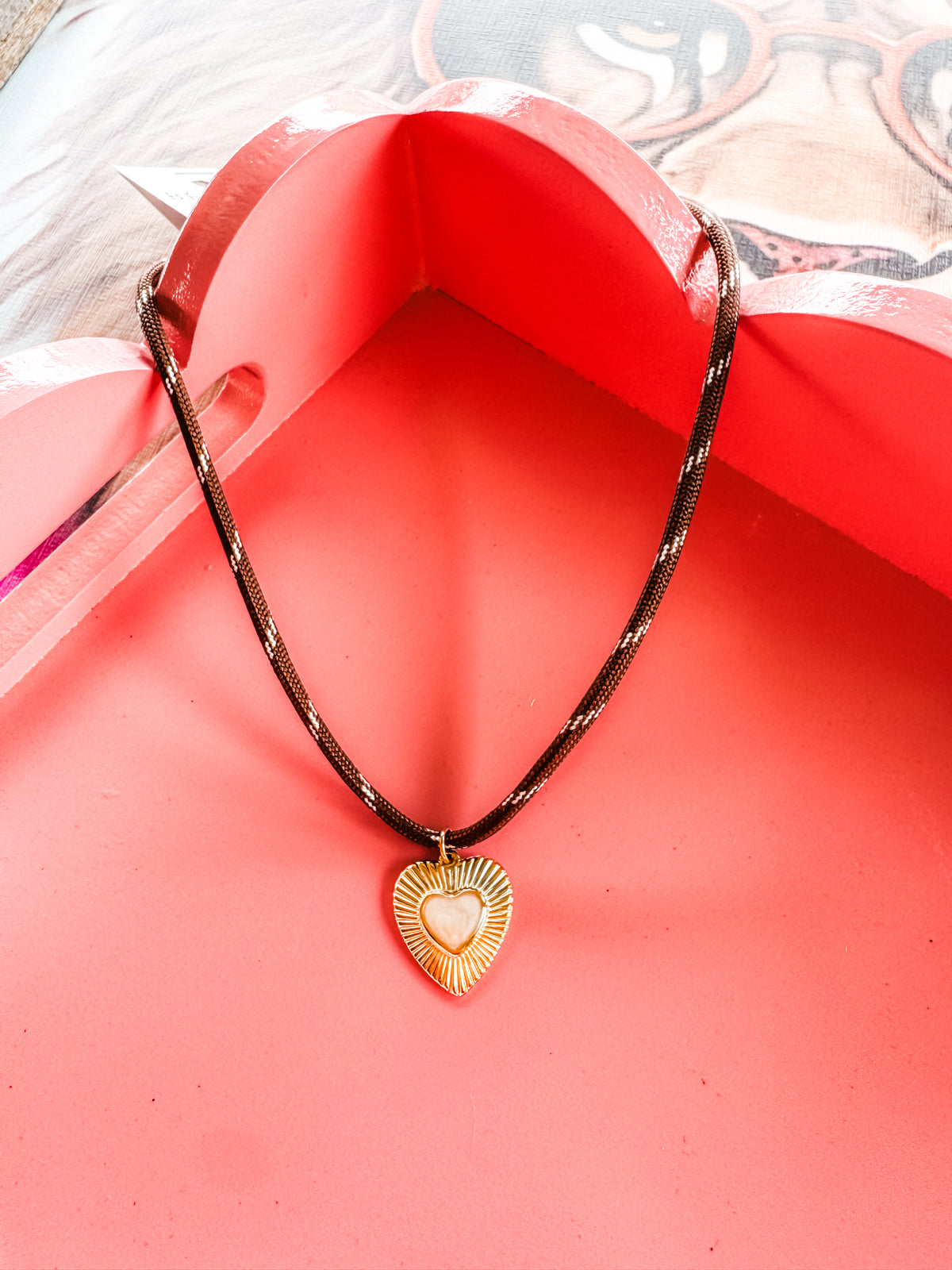 Neutral Heart Cord Necklace