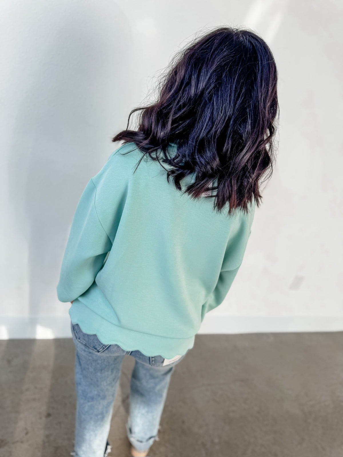 Teal Scalloped Quarter Zip