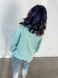 Teal Scalloped Quarter Zip