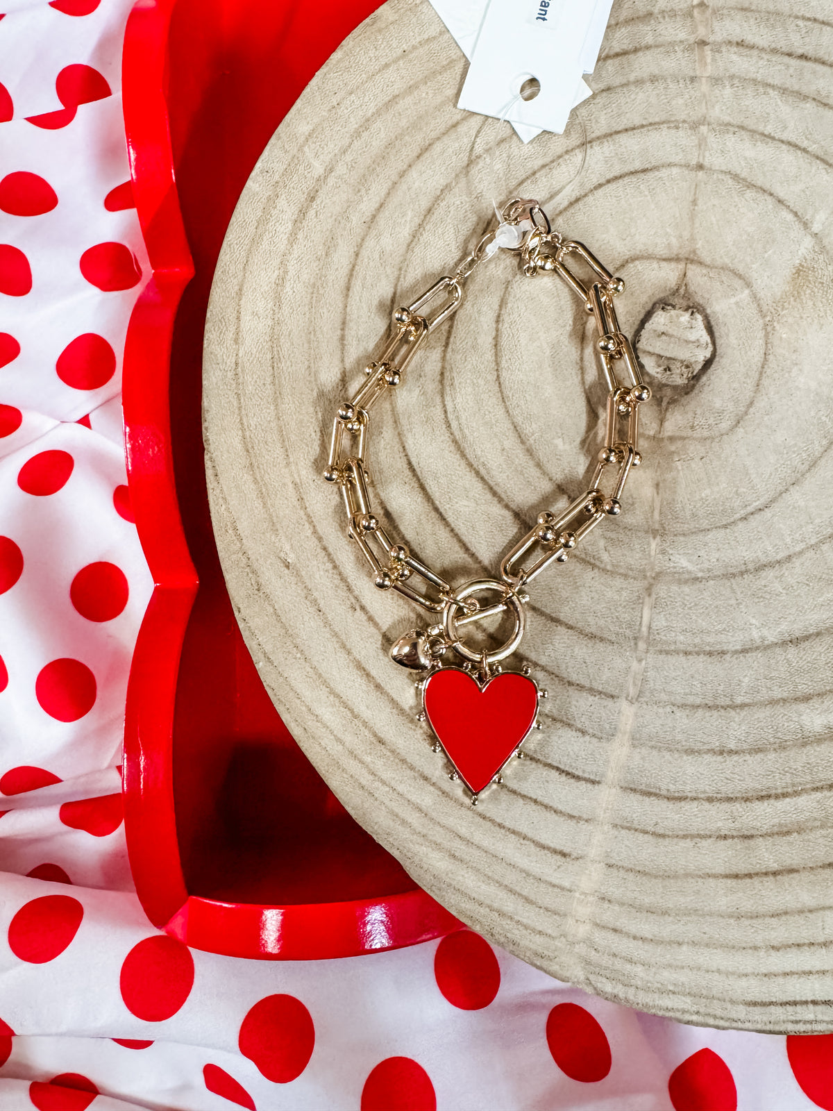 Link Heart Stud Bracelet