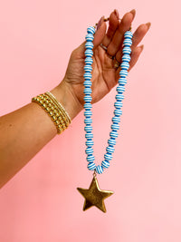 Blue Stripe Necklace-2 Pendant