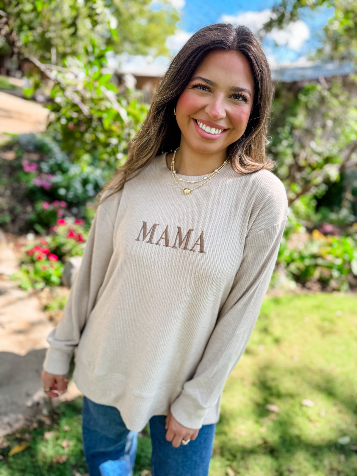 Cozy Day Waffle Pullover - Mama