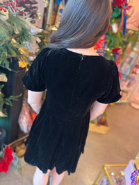 Velvet Black Sparkle Bow Dress