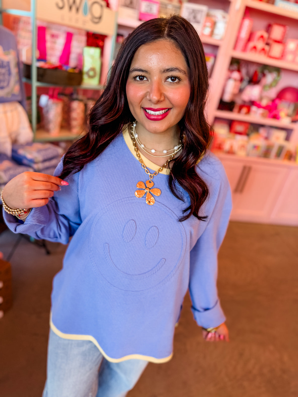 Happy Days Ahead Embossed Pullover