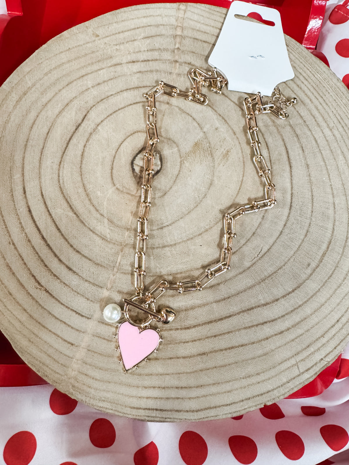 Pinkie Pearl Heart Necklace
