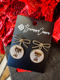 Texas tech logo pearl medallion earrings