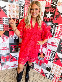 LULU SHORT SLEEVE MINI CAFTAN- CHILI