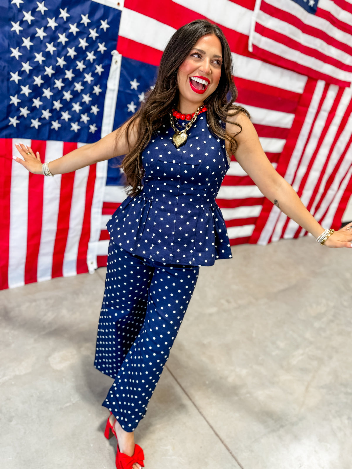 Navy Dot Pants