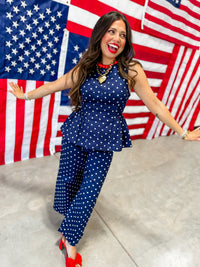 Navy Dot Pants