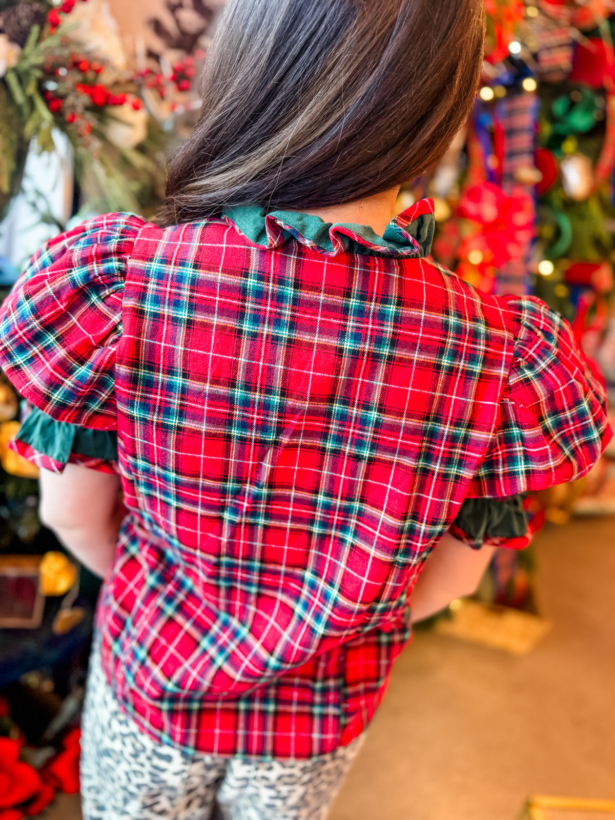Ruffle Plaid Top