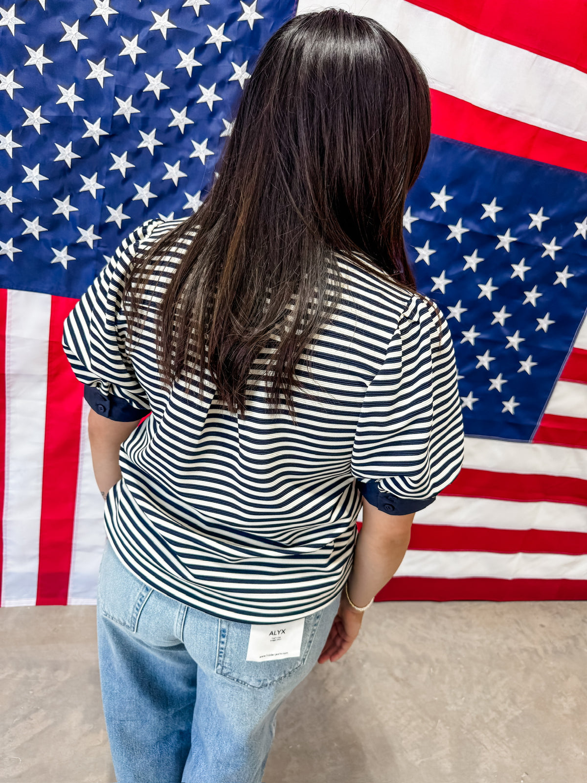 Shelly Navy Top