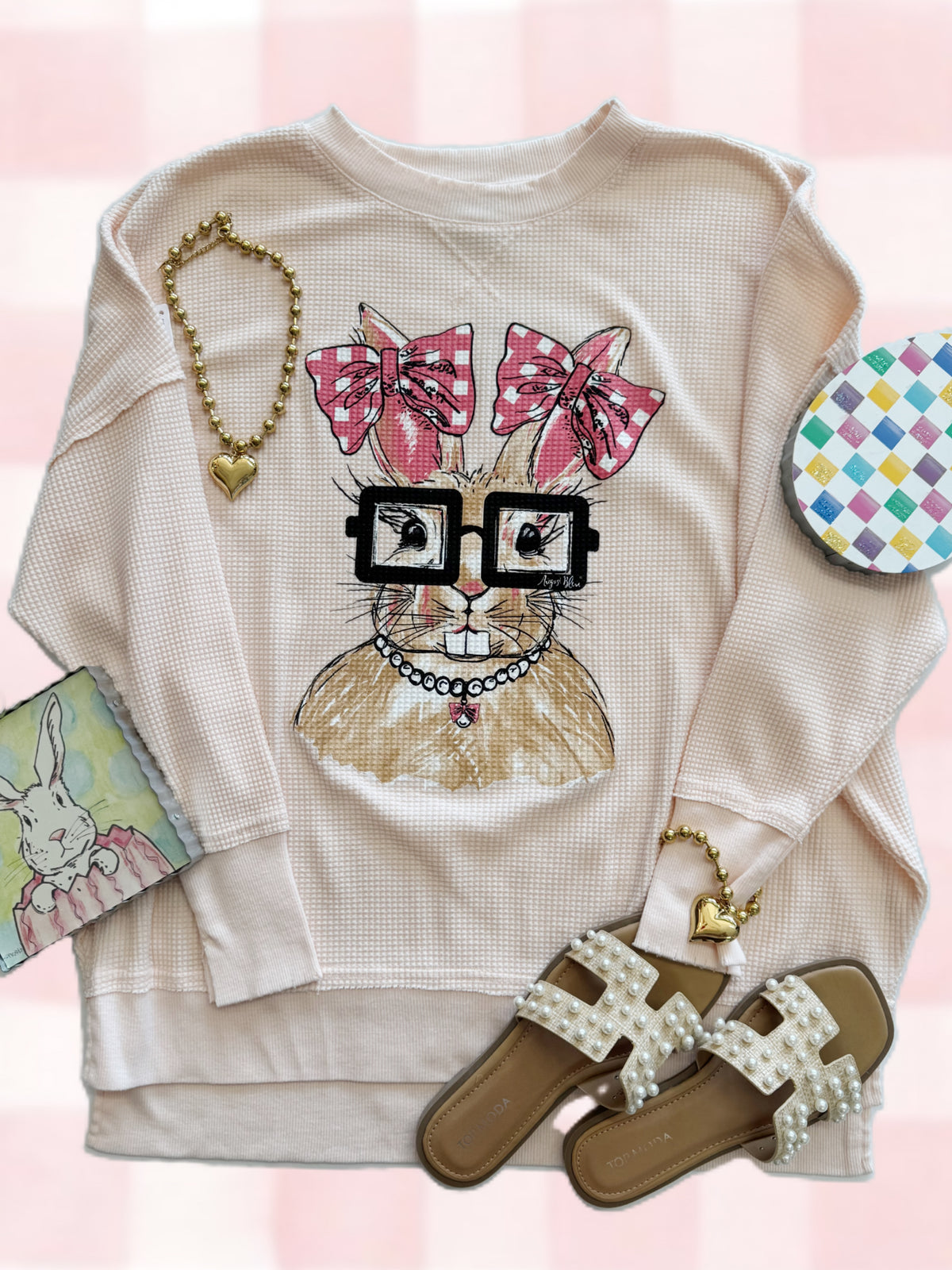 Rosie Bunny Pink Waffle Sweater