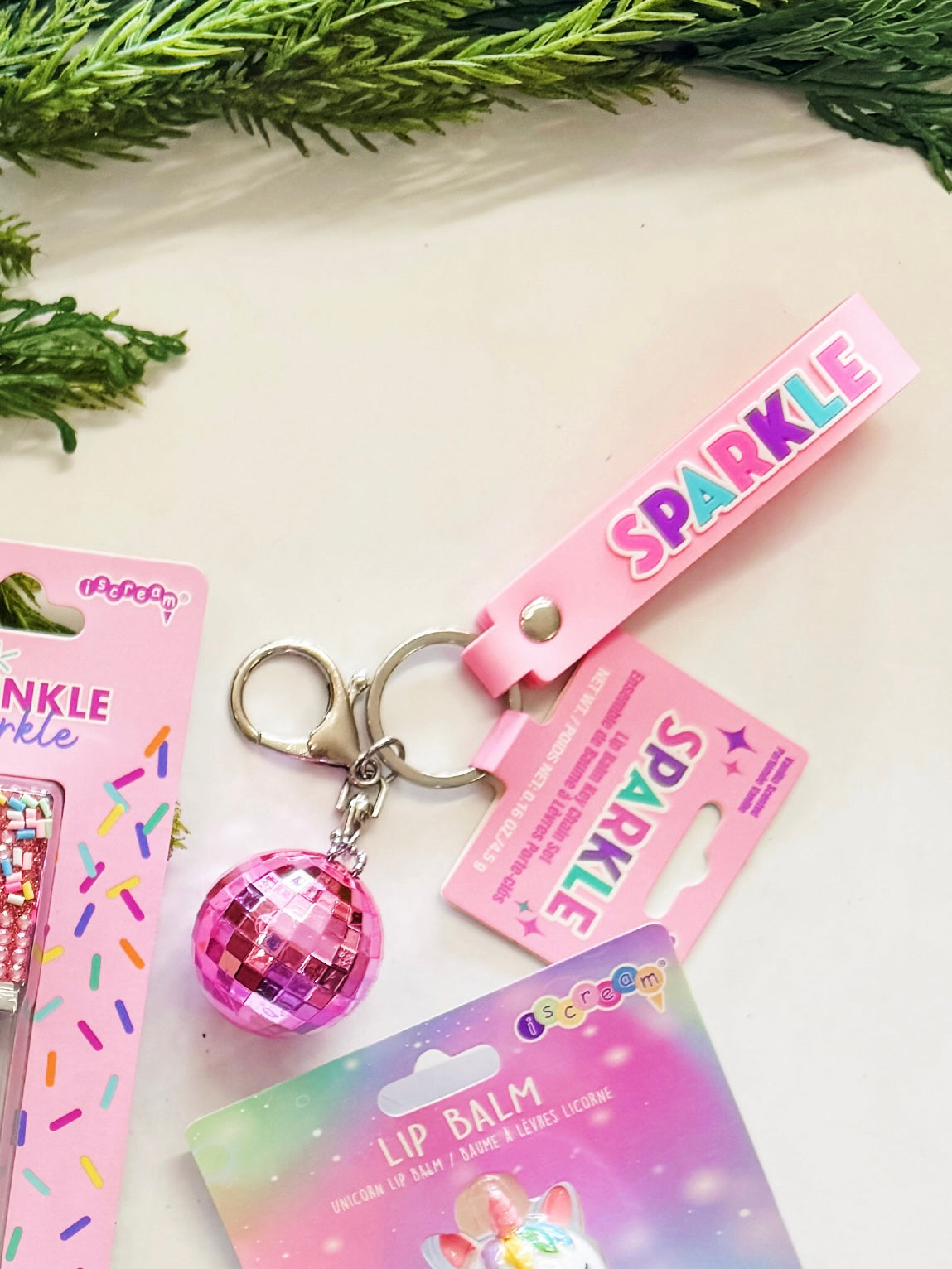 Disco Ball Lip Balm Key Chain