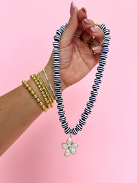 Navy Stripe Necklace- 3 Pendants