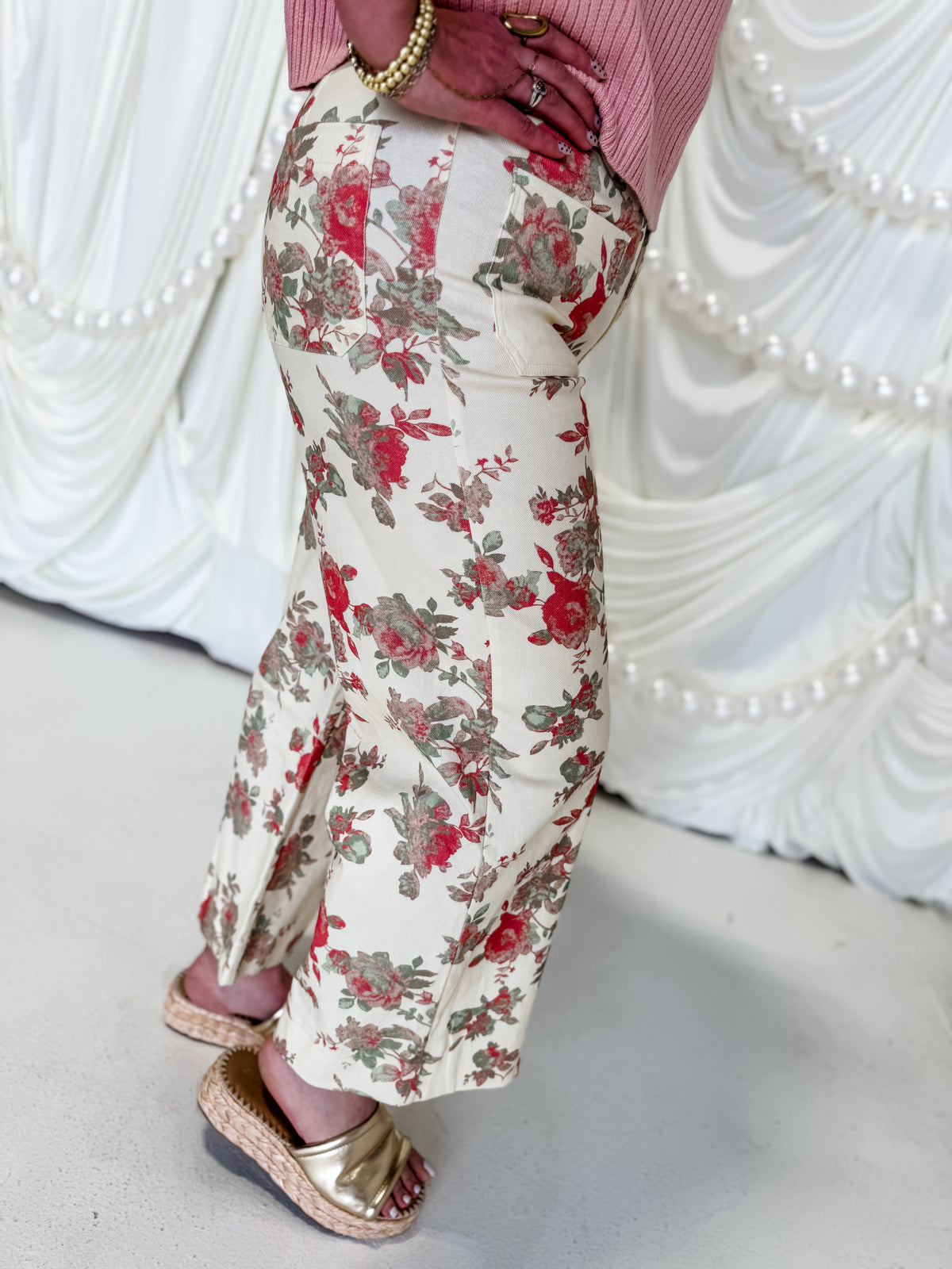 Sloane Floral Pants - Cream