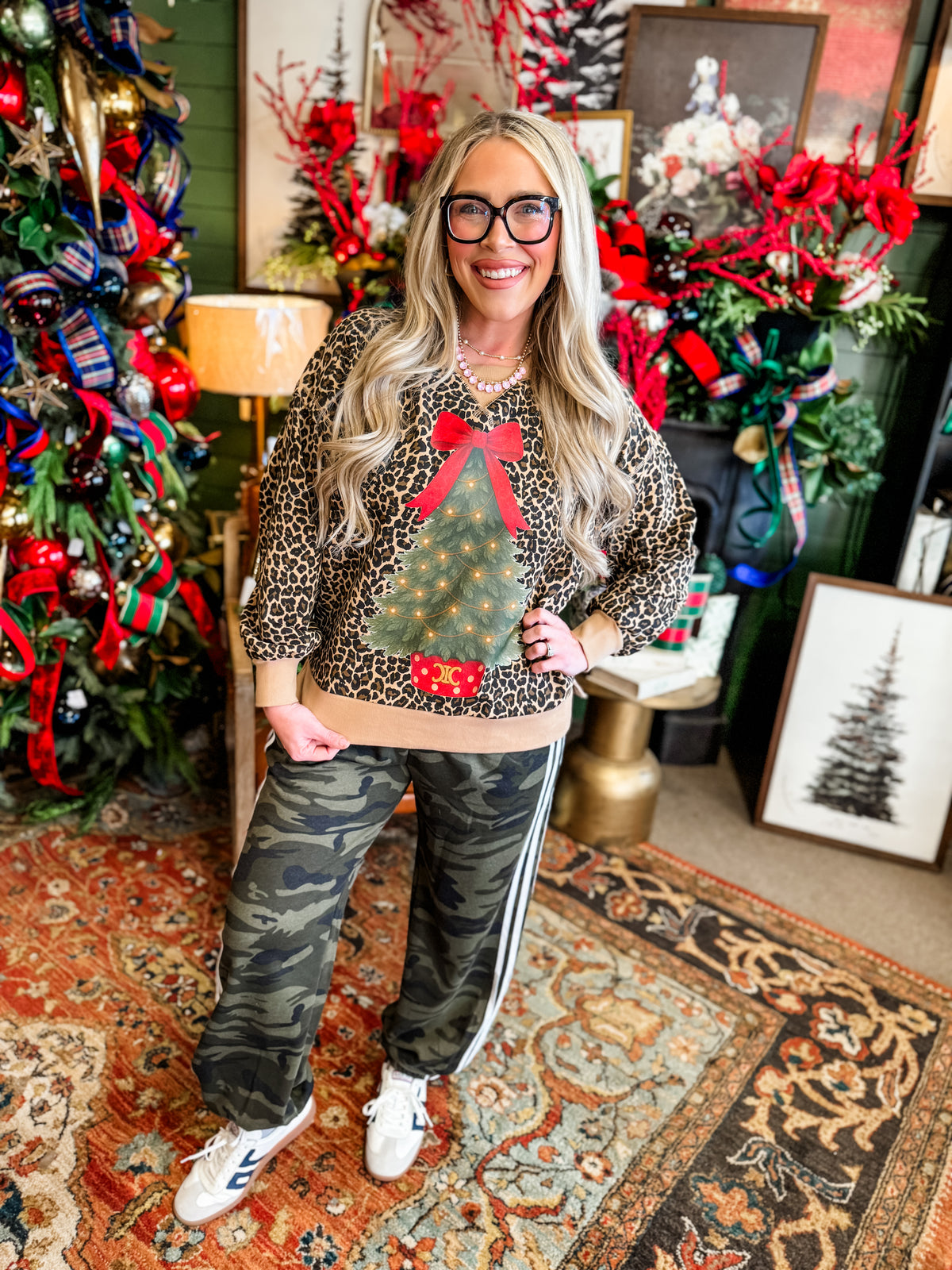 Leopard Christmas tree sweatshirt